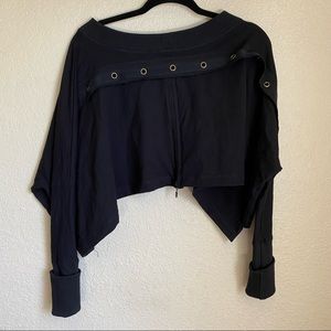 Maddie Moon goth zipper crop top s/m studded oversized black
